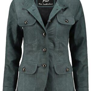 Vintage Suede Look Leather Blazer Women's Chic Classic Elegant Jacket